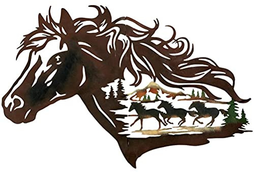 Faruxue Metall-Pferd-Silhouette, Wandkunst, Deko, hohl, laufende Pferde, Silhouette, Westernpferd, Tier-Wandskulpturen für Wohnzimmer, Schlafzimmer, Heimdekoration