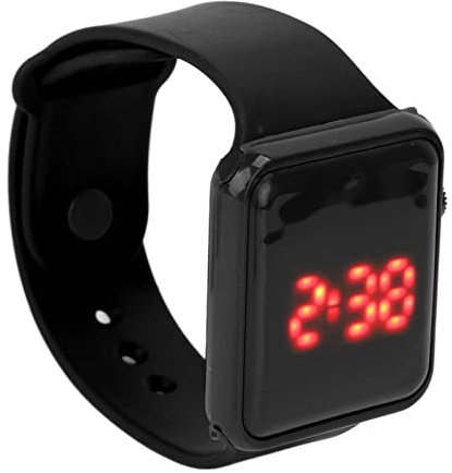 Orologio Sportivo per Bambini con Display a LED, Orologio Digitale di Forma Quadrata, Tracker di Attività per Attività Ricreative con Contapassi, Cronometro per Ragazzi e Ragazze(Nero)