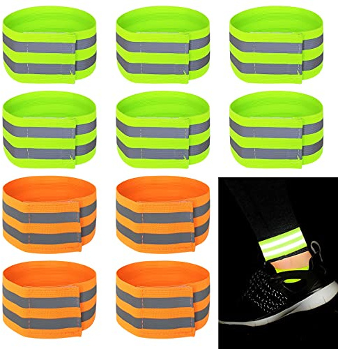 Okoss 10 Stücke Reflektorband, Running Sicherheitsband, Reflektierende Sicherheit Armband,Reflektorbänder mit Klettverschluss Geeignete Radfahren, Motorrad, Jogging, Laufen für Kinder & Erwachsene