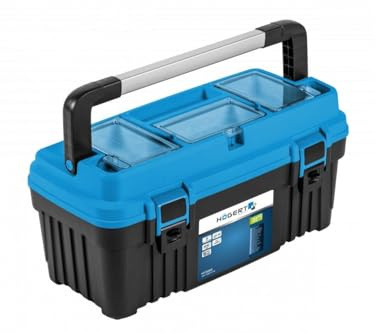 Högert Technik - Werkzeugbox/Werkzeugkoffer (22,54cmX26.9cmX27.8cm) - Ein praktischer und geräumiger Werkzeugkasten - 2 robuste Riegel - 3 Organizer - Tragfähigkeit 20 kg