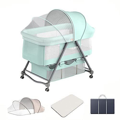 3-In-1-Babywiege, Tragbares Babybett Mit Aufbewahrungskorb, Babywippe, Babyschaukeln, Babybett, Nachtbett, Laufstall, Höhenverstellbar, Große Aufbewahrungstasche, Für Kleinkinder/Babys/Neugeborene (