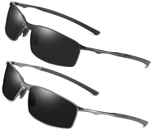 AORON Polarisierte Sonnenbrille Herren Outdoor Sportarten Schutz Brille UV-Schutz Fahrbrille (1* schwarz + 1* Grau)