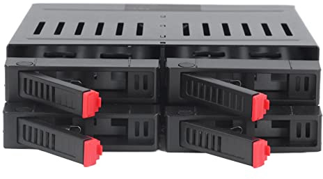 4 Bay HDD Käfiggehäuse, 5,25 Zoll Laufwerksfach mit 4 Bay Erweiterung, 2,5 Zoll Wechselrahmen, Kompatibel mit 9,5 Mm Bis 12,5 Mm Dicken Festplatten und SSDs, Kontrollleuchte