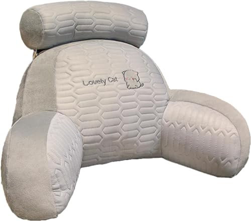 Lesekissen für Bett, Rückenstützkissen für Erwachsene, Bett Rücken Lesepad mit Stützarm Abnehmbares Rückenkissen, Waschbares Rückenstützkissen zum Lesen, Entspannen, Fernsehen (Katze)