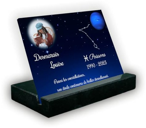 Plaque funéraire personnalisable-Funelior - socle granit noir (Petit Rectangle (21x15 CM) / (Grand Rectangle (30 x 20 cm)