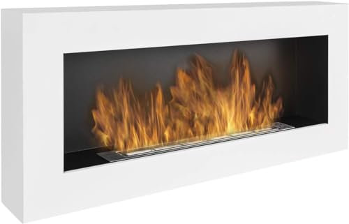 Divina Fire Camino a bioetanolo biocamino da Parete Siena Bianco L 90 x P 12 x H40