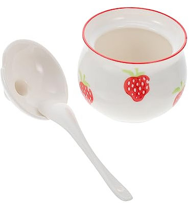 Ciieeo 1 Satz Erdbeer-Dressing-Glas Aufbewahrungstopf für Gewürze Pfefferstreuer Erdbeeren Küchenutensilien für zu Hause Gewürztopf Keramik Zuckerschüssel Kleine Schüssel