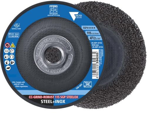 PFERD Schleifscheibe - 10 Stück - CC-Grind®-Robust, 4-1/5.1 cm x 5/8-11 - SGP Steelox VICTOGRAIN® Keramik - Hochleistungs-Schleifscheibe für aggressives Schleifen - Teil 61154