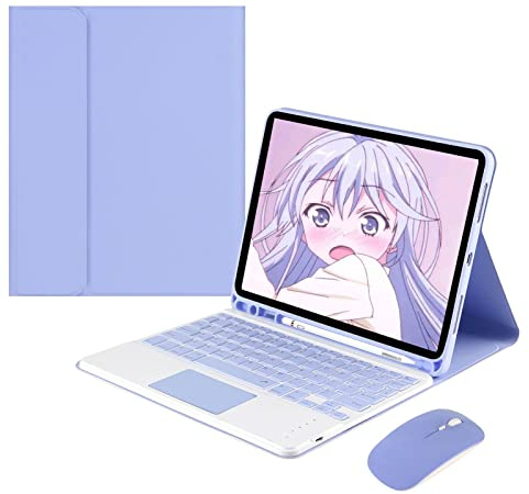 Teclado con Funda para iPad 9.7 6ª gen/5ª gen (2018/2017), iPad Pro 9.7, iPad Air 2/1, QWERTY Bluetooth Desmontable Español Ñ Trackpad Teclado con Ratón Inalambrico y Carcasa Magnética, Púrpura
