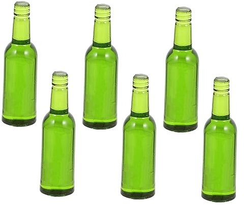 VICASKY 6stücke Miniatur Bierflaschen Teiliges Puppenhaus Zubehör Realistische Deko Flaschen Aus Resin Für Küche Und Wohnzimmer Für Miniatur-Fans