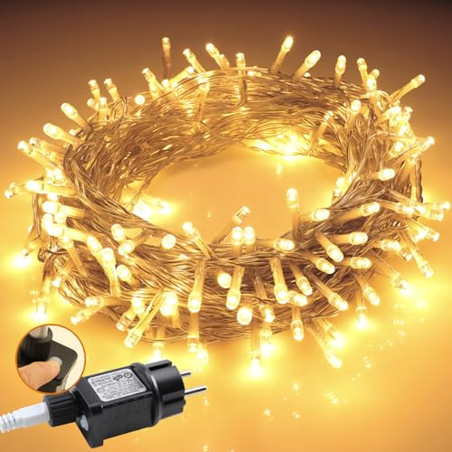 Led Lichterkette Außen 40M 400LEDs, Lichterkette Outdoor Wetterfest mit Stecker, Weihnachtsbeleuchtung außen Warmweiß mit 8 Modi und Timer Funktion für Weihnachten Hochzeit Ostern Garten Party