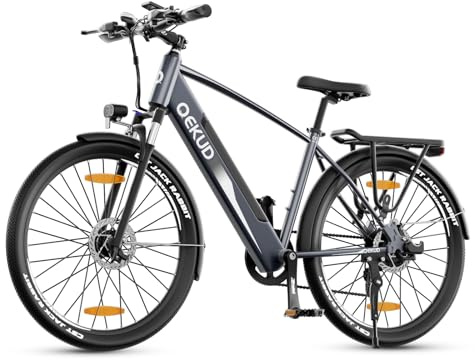 Qekud Electric Bicycle 27.5 Zoll Commuter Bicycle Mountain Bike Electric City Bike mit 36 V 12.5 Ah Li-Ion Batterie, Hybrid Modus Reichweite bis zu 100 Km, 250 W Motor, EU konform, mit APP