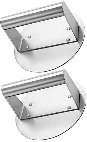 ANDRESLAD 2pcs Stainless Steel Burger Meat Press Hamburger Patty Maker Grill Press for Griddle Burger Presser