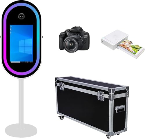 Cabine photo reflex numérique, miroir magique portable pour appareil photo, écran tactile, cabine photo de 54,6 cm pour fêtes, location de mariage (machine blanche + appareil photo + imprimante)