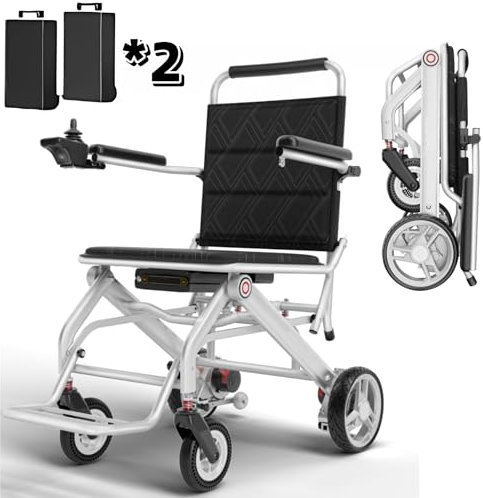 ByteTecpeak D01 Ultraleichter Elektrischer Rollstuhl, Faltbar und Tragbar, mit Zwei 12Ah Lithium-Ionen-Batterie bis zu 40KM zurücklegen, Nur 14,1 kg, Tragfähigkeit 150KG, Flugzeugtauglich