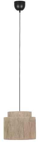 Trio Leuchten Pendelleuchte Smilla 366800136, Metall Schwarz matt, Schirm Jute naturbelassen, exkl. 1x E27