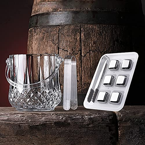 DIIDIIFF 1L Glas-Eiseimer, Wein-, Bier-, Champagner-Kühler-Eimer mit Zange, Glas-Eishalter-Eimer, transparenter Mini-Eiswürfel-Servierhalter-Kühler
