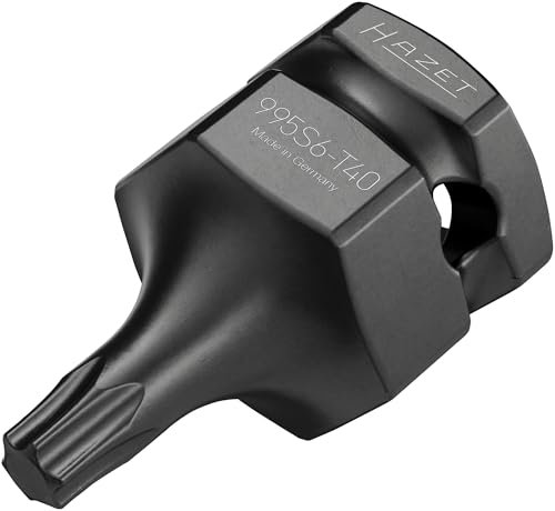 HAZET Schraubendreher-Steckschlüsseleinsatz 995S6-T40, Innen TORX T40, 1/2 Zoll Vier- und s24mm Außensechskant, Nkw/Pkw/Transporter, an Fahrwerk und Bremsanlagen