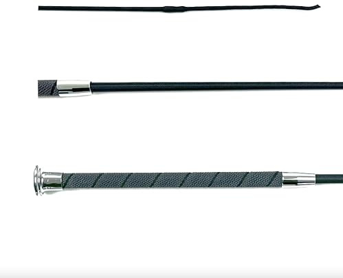JA Horse JA0048 BACH Dressurgerte mit Silberner Metallkappe, Schwarz, 130cm | Elegante Dressurgerte (110-130 cm) im BACH-Design mit rutschfestem Grip & silberner Metallkappe für präzise Hilfengebung