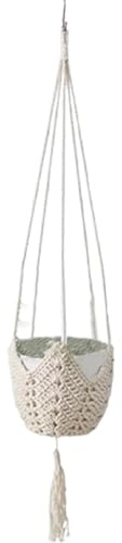 Perchas para plantas al aire libre – Colgador decorativo de ganchillo para plantas de interior | Soporte para plantas de interior tejido | Práctico colgador de cuerda para plantas para sala de estar,