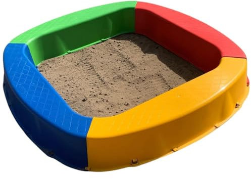 BURI Premium Sandkasten aus Kunststoff 150 x 150 x 20 cm, Bunt, Made in Germany – Robuster Buddelkasten für den Garten, Kinderspielzeug zum Buddeln mit Sand oder Kies, sehr stabil & hochwertig