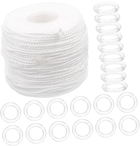 MAGICLULU Roman Blind Accessories Set White Rings Pull String Cord for Diy Window Shade Repair