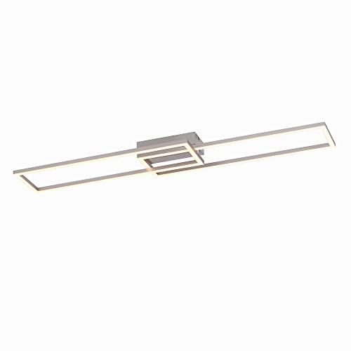 Just Light Deckenlampe Wohnzimmerleuchte Designlampe LED Deckenleuchte, dimmbar 3 Stufen, bewegliche Elemente, silber, 2x 15,1W 1900lm 3000K, LxBxH 92,4x22x7cm