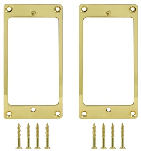 Zorfeter 2 Stück Gold Metall Eisen Flache Humbucker Abdeckung Pickup Montagering Set für E-Gitarre oder Präzisionsbass Ersatz
