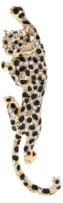 Broche Cristal Léopard Noir Or Bijoux Femme, 10 Centimeters, Métal Cristal