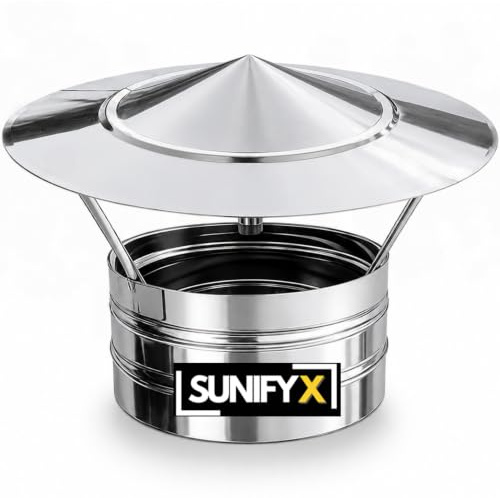 80mm SUNIFY Edelstahl Schornsteinhaube Kaminabdeckung Regenhaube INOX 304 Schornstein Schornsteinabdeckung Abdeckhaube Rauchrohr Kaminaufsatz Schornsteinaufsatz Kaminhaube Kaminh Regenschutz
