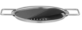 Eva Trio | Abgießdeckel 16 cm | Der Stahlteil des Deckels besteht aus 90 Prozent Post-Consumer-Recycling-Edelstahl | Black/Steel