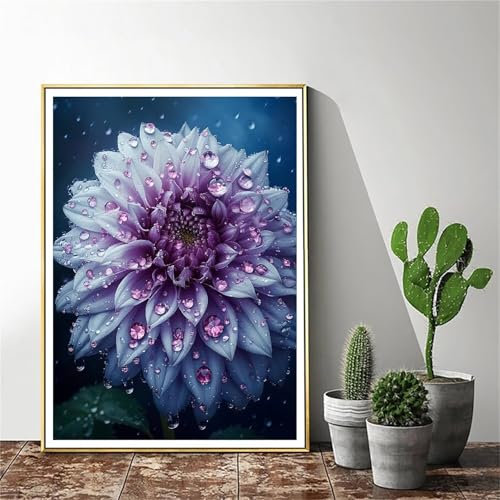 Malen Nach Zahlen Blume Malen Nach Zahlen Erwachsene Lila Malen Nach Zahlen kinder Paint by Numbers Handgemalt ölgemälde ,Pinseln und Acrylfarbe kreativ Set für Erwachsene (Rahmenlos) 40x50cm C-1012