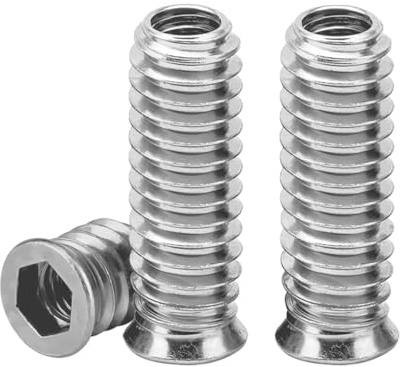 Drenky Inskruvsmutter M8, M8 x 30 mm gänginsats trä skruvmuttrar, inskruvningshylsor galvaniserade inskruvningsmuttrar för trämöbler, 20 stycken, silver