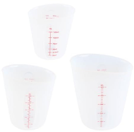 6 Piezas Taza Medidora, 125ml 250ml 500ml Vaso Medidor con Escala con 2 Varillas Agitadoras Silicona 2 Vasos Ajuste 1 Vaso Silicona 30ml, Vaso Medidor Silicona para Manualidades