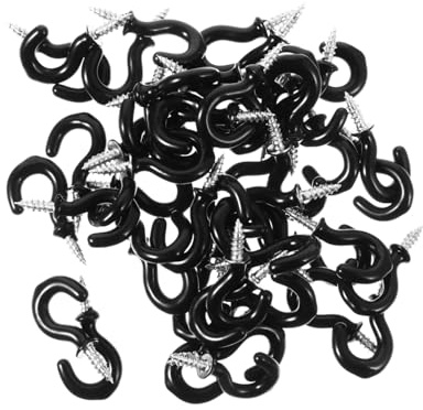 Cabilock 100piezas Ganchos De Tornillo Recubiertos De Plástico Ganchos Para Colgar Tazas y Luces Resistentes Al Óxido Para Techo y Pared Uso Interior y Exterior