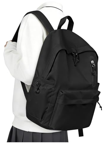 winspansy Zaino Scuola Ragazze Ragazzi Adolescenti Zaino Casual Donna Borsa Scuola Estetica Zaino Laptop Impermeabile per Scuola Zaini Uomo Daypack Casual -Nero