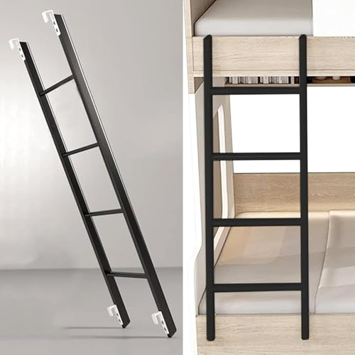 Échelle De Lit 4/5 Escabeaux, échelle Superposée De Camping-Car à Crochet pour Loft De Dortoir, échelles De Remplacement De Lit en Métal, Noir 45, 116cm(45)