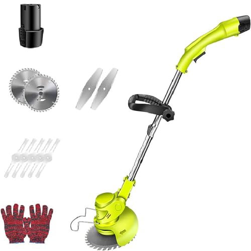 Tosaerba a Batteria, tagliaerba Elettrico a Testa Rotante con Lunghezza Regolabile, 24 V, con 3 capacità di Taglio, per Giardino, Prato e arbusti.