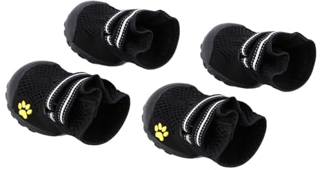 TOYANDONA Große Hundeschuhe Outdoor Mesh Stoff Mit Verstellbarem Riemen Pfotenschutz Bergsteigen Haustierschuhe Schwarz