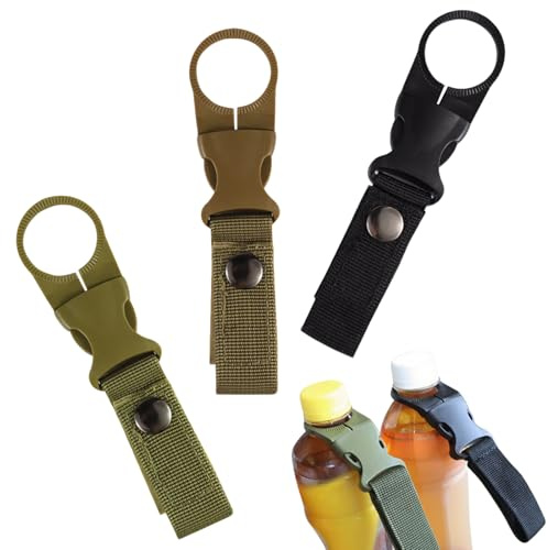 3 pcs Outdoor Bottle Holder Belt Water Bottle Holder Clip,Backpack Tape Keychain Carabiner Hanging Gear Nylon Webbing Buckle Strap Clip for Cycling Camping Hiking Outdoor Traveling