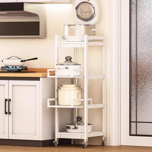 Adjustable Multi-Layer Kitchen Storage Rack Aluminum Sliding Shelf Freestanding Kitchen Étagère Height-Adjustable (55 * 40 * 115.5cm)