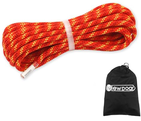NewDoar CE & UIAA Certificated Static Climbing Rope 14KN 8mm(5/16in) High Strength Accessory Cords Safety for Rock Climbing, Outdoor Survival, Hiking, Mountaineering-Orange/10M