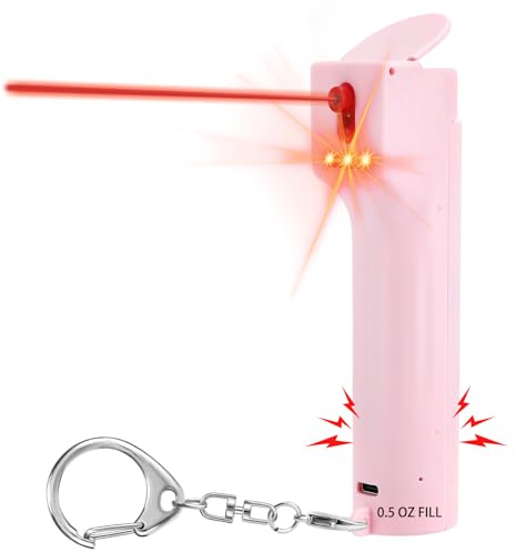 3-in-1 Alarme Personnelle et Spray Gel Anti-Aggression pour Femmes, Marquage UV Invisible et Colorant Rouges, Sirène 140dB, 3 Stroboscopiques Rouges, Anti-Vent 3-4M, Recharge Cartouche, Rechargeable