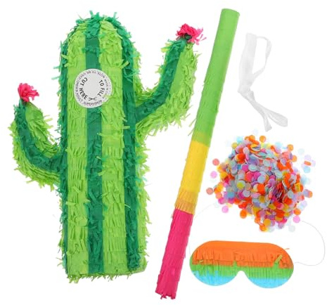 STOBAZA Pinata Cactus pour Fête Anniversaire et Nuptiale Interactif Solide pour Garçon Fille et Adultes Décoration de Fiesta Taco Kit de Jeu Résistant et Amusant Couleur