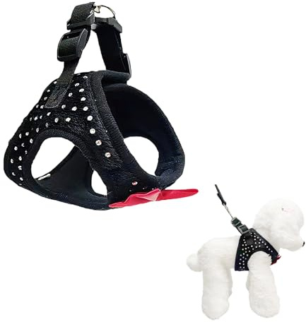 Imbracatura per cani di piccola taglia, imbracatura con diamanti per gatti e cuccioli e guinzaglio, set Step in Pet Vest Harness con guinzaglio per cani di piccola taglia XS