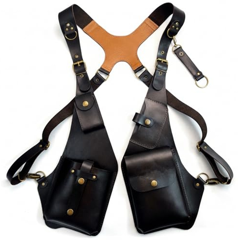 Bolso de Hombro Ajustable de Cuero Vintage para Las Axilas para Hombres - Bolso de Pecho con arnés Anti-carteristas para Viajes Diarios