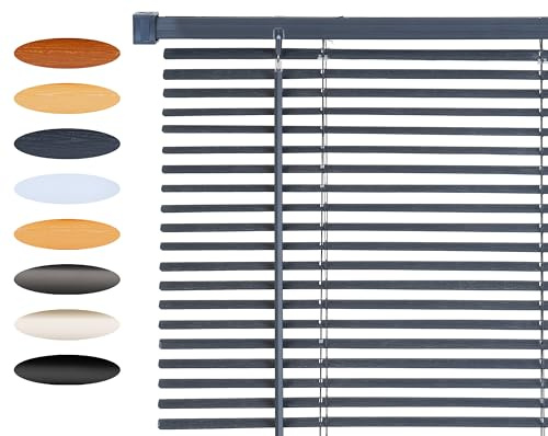 Lister Cartwright 25mm PVC Venetian Blinds for Windows – Trimmable, Easy Fit Curtains, Child Safe – Durable Home & Office Blind(Steel Textured, 117 cm Width x 160H cm)