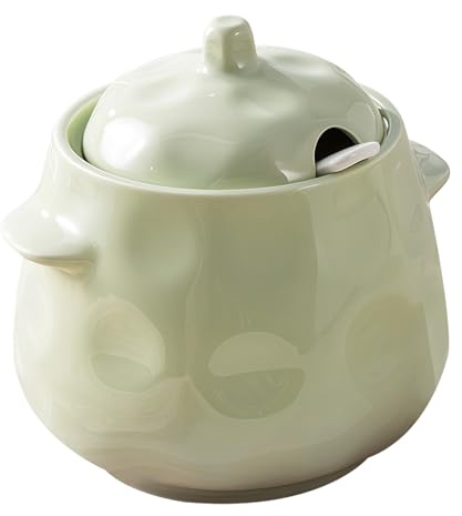 FBHDKJNFG Le bol de sucre en céramique Sucrier avec couvercle et cuillère 800 ml en céramique multicolore for bar à café