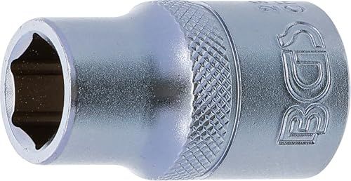 BGS 2912 | Steckschlüssel-Einsatz Sechskant | SW 12 mm | Antrieb Innenvierkant 12,5 mm (1/2) | Länge 38,5 mm | Chrom-Vanadium-Stahl | Verchromt, matt | mit Rändelung