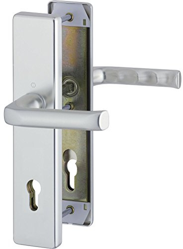 HOPPE Haustür Eingangstür Drückergarnitur LONDON - Ö-Norm Entfernung 88mm, silber eloxiert, Langschild Profilzylinder für Türstärke 62-72mm, ohne Kernziehschutz, Prüfung: RC2 nach EN 1906, 1 Stück Sicherheitsbeschlag